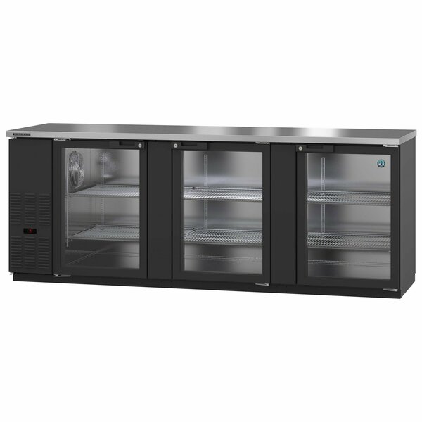 Hoshizaki America Refrigerator, Three Section, Black Vinyl Back Bar Back Bar, Glass Doors,  BB95-G